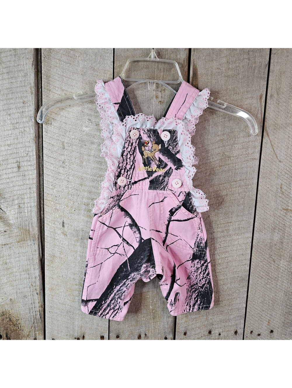 J. Tuohy's Realtree Baby Girl Pink Camo Deer Ruffle Overalls Romper One-Piece